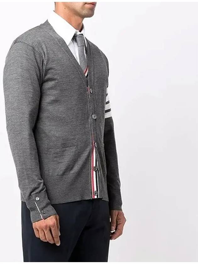 Men's Sustainable Classic Diagonal Wool Cardigan Dark Grey - THOM BROWNE - BALAAN 2