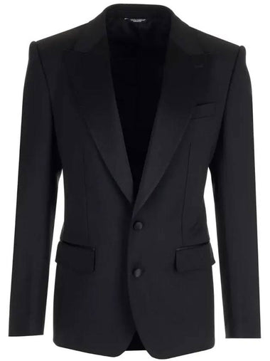 single breasted stretch wool Sicilia Sicilia fit tuxedo jacket black - DOLCE&GABBANA - BALAAN 1