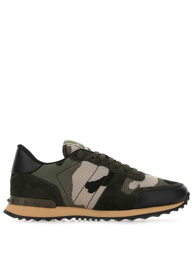 Rockrunner Low Top Sneakers Military Green Beige - VALENTINO - BALAAN 1