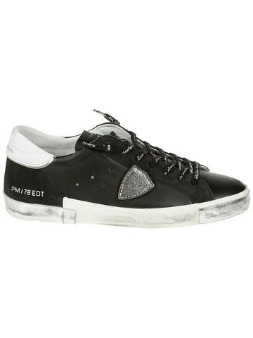 Men's PRSX Leather Low Top Sneakers Black - PHILIPPE MODEL - BALAAN 1