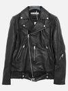 Zipper Detail Leather Biker Jacket Black - ACNE STUDIOS - BALAAN 3