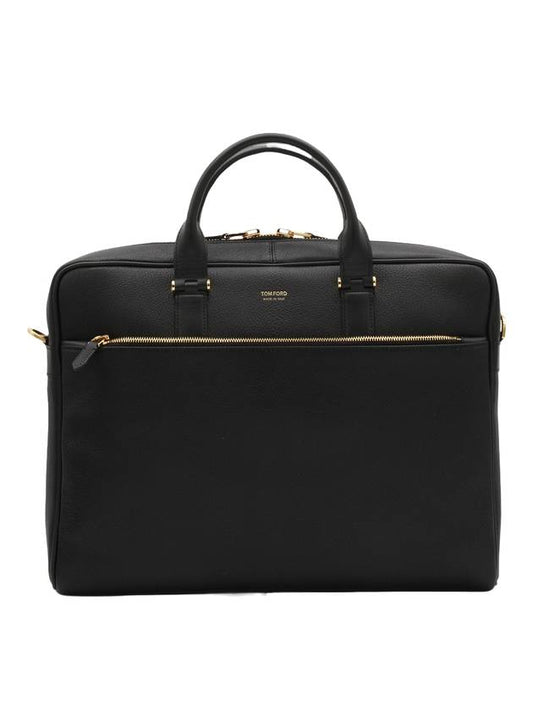 Shiny Grain Leather Brief Case Black - TOM FORD - BALAAN 1