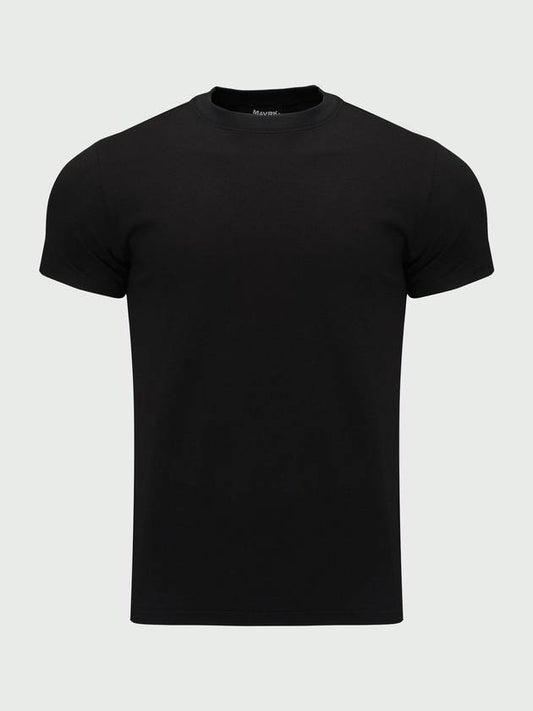 Daily Plain Muscle Fit Short Sleeve T-Shirt Black - MAVRK - BALAAN 1