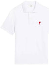 Heart Logo Polo Shirt White - AMI - BALAAN 2