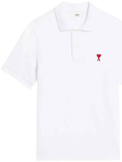 Heart Logo Polo Shirt White - AMI - BALAAN 2