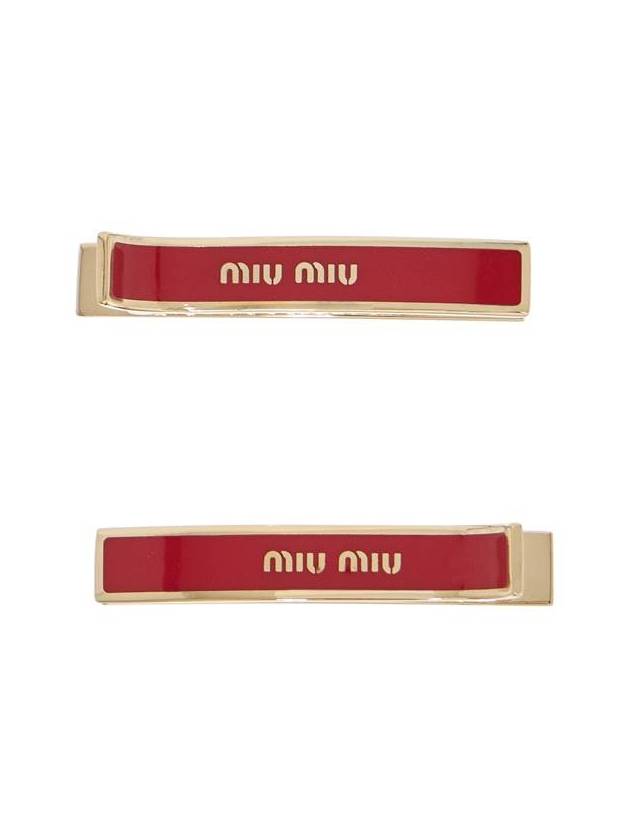 Engraved Logo Hair Pin Set Red - MIU MIU - BALAAN 2