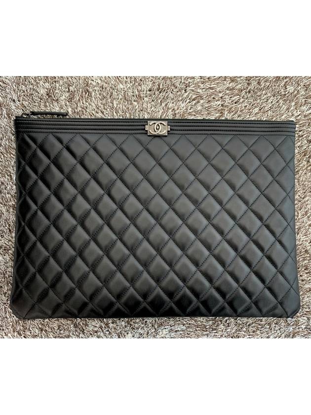 Lambskin boy large silver antique clutch - CHANEL - BALAAN 1