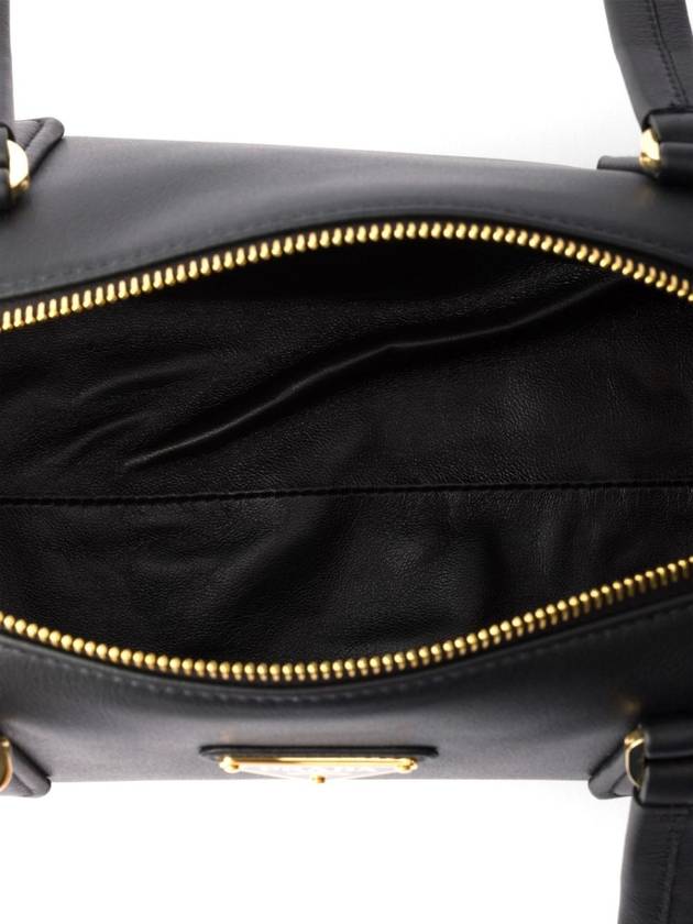 Padlock Top Handle Bag Medium Leather Shoulder Bag Black - PRADA - BALAAN 6