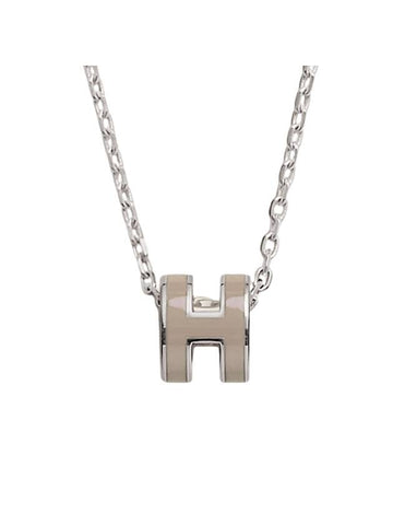 Mini Pop H Pendant Palladium & Marron Glace - HERMES - BALAAN 1