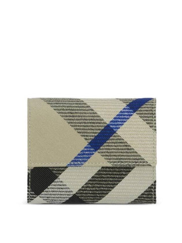 Checked Leather Half Wallet Beige - BURBERRY - BALAAN 1