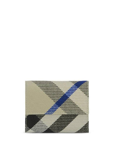 Checked Leather Half Wallet Beige - BURBERRY - BALAAN 1