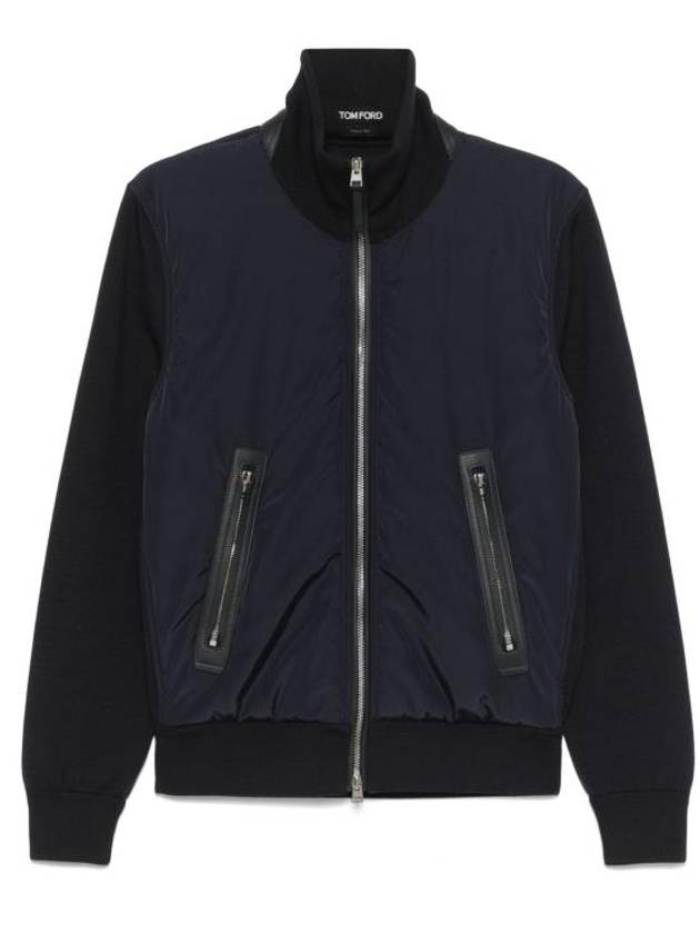 Light Nylon Front Merino Zip-Up Jacket Black - TOM FORD - BALAAN 2