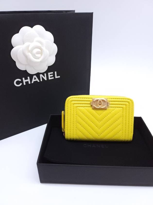 Boy Chevron Zipper Card Wallet Lime - CHANEL - BALAAN 10