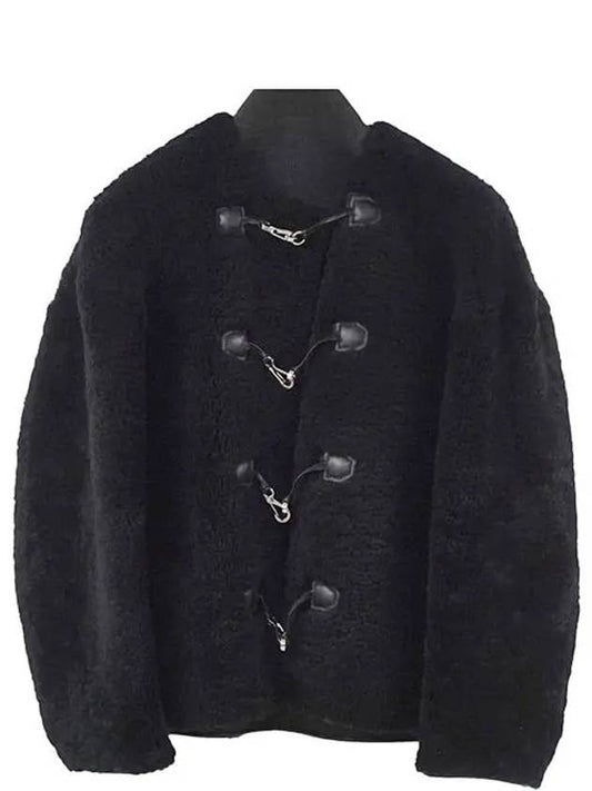 Women Teddy Shearling Jacket Black - TOTEME - BALAAN 2