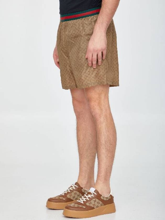 GG jacquard swim shorts brown - GUCCI - BALAAN.