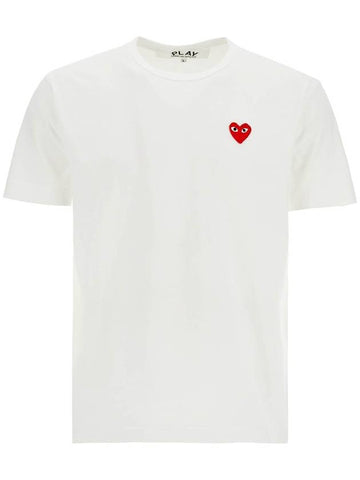 t-shirt cotone bianco con logo cuore rosso unisex - COMME DES GARCONS PLAY - BALAAN 1