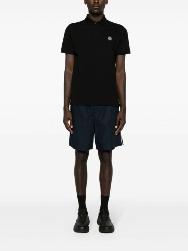 Pique Stretch Cotton Short Sleeve Polo Shirt Black - STONE ISLAND - BALAAN 3