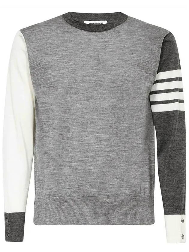 Classic 4 Bar Merino Wool Knit Top Tonal Grey - THOM BROWNE - BALAAN 2