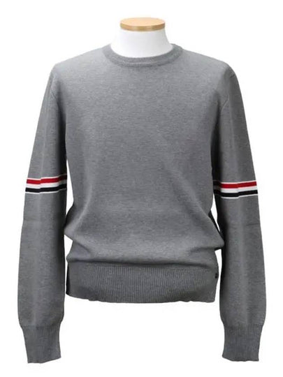 Men's Milan Stitch Armband Crew Neck Knit Top Light Grey - THOM BROWNE - BALAAN 2