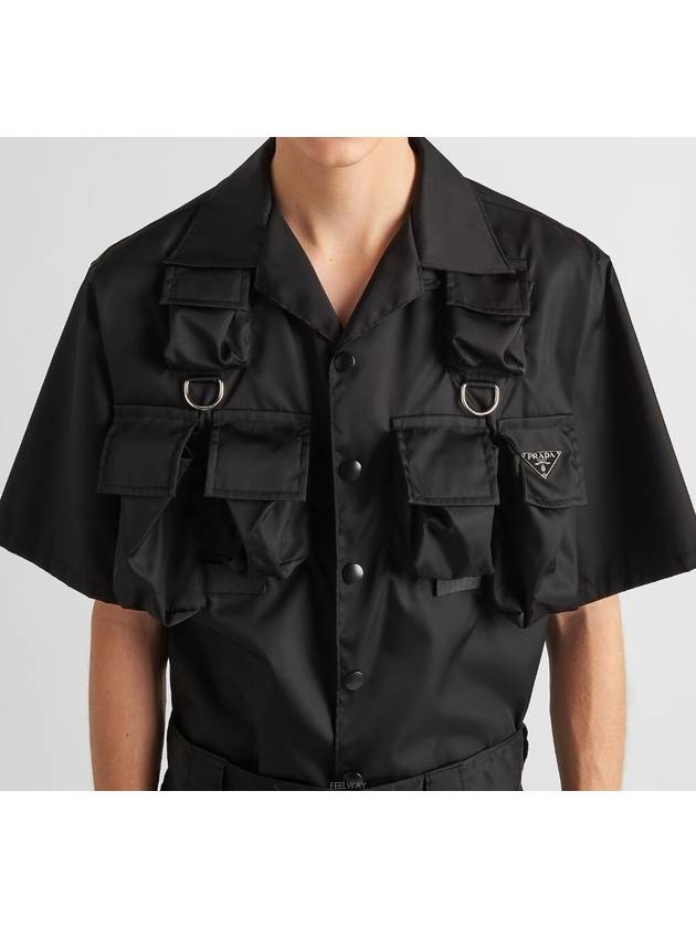 Short Sleeved Re Nylon Shirt Black - PRADA - BALAAN 3