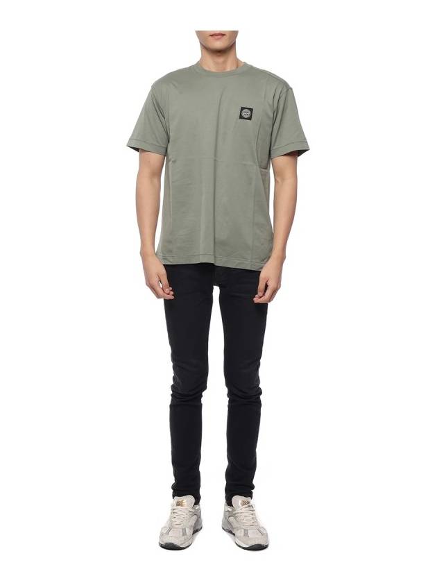 Cotton Jersey Slim Fit Short Sleeve T Shirt Green - STONE ISLAND - BALAAN 4