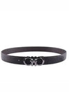 Silver Gancini Reversible Leather Belt Black - SALVATORE FERRAGAMO - BALAAN 2