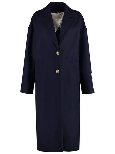 Women's Cocoon Gold Button Patch Single Coat Navy - GOLDEN GOOSE - BALAAN 2