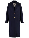 Women's Cocoon Gold Button Patch Single Coat Navy - GOLDEN GOOSE - BALAAN 3