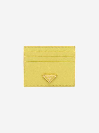 Saffiano Leather Triangle Logo Card Wallet Yellow - PRADA - BALAAN 1