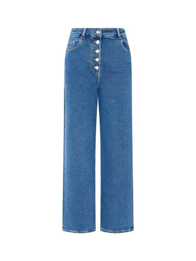 PS Women Happy Logo Patch Wide Jeans Blue - PAUL SMITH - BALAAN 1