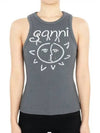 Sun Graphic Print Ribbed Sleeveless Grey - GANNI - BALAAN 2