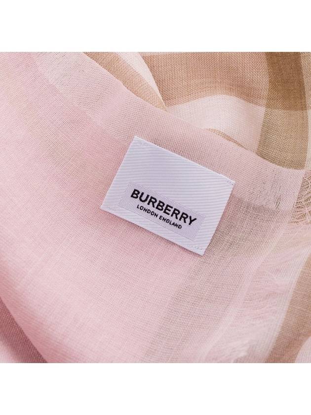 Light Check Wool Silk Muffler Pink - BURBERRY - BALAAN 6