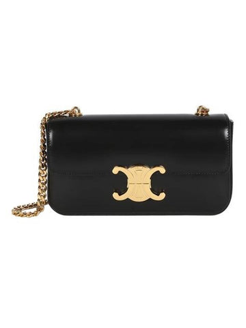 Triomphe Shiny Calfskin Shoulder Bag Black - CELINE - BALAAN 1