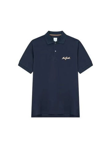 Embroidered shadow logo pique shirt navy 270947 - PAUL SMITH - BALAAN 1