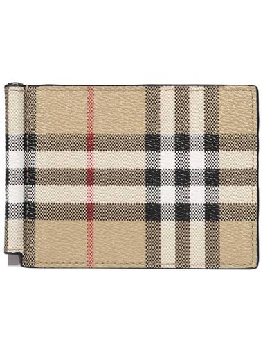 Men's Money Clip Vintage Check Money Clip Half Wallet Beige - BURBERRY - BALAAN 1