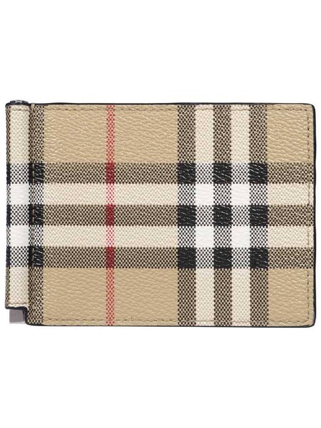 Men's Money Clip Vintage Check Money Clip Half Wallet Beige - BURBERRY - BALAAN 1