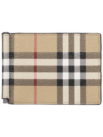 Men's Money Clip Vintage Check Money Clip Half Wallet Beige - BURBERRY - BALAAN 1