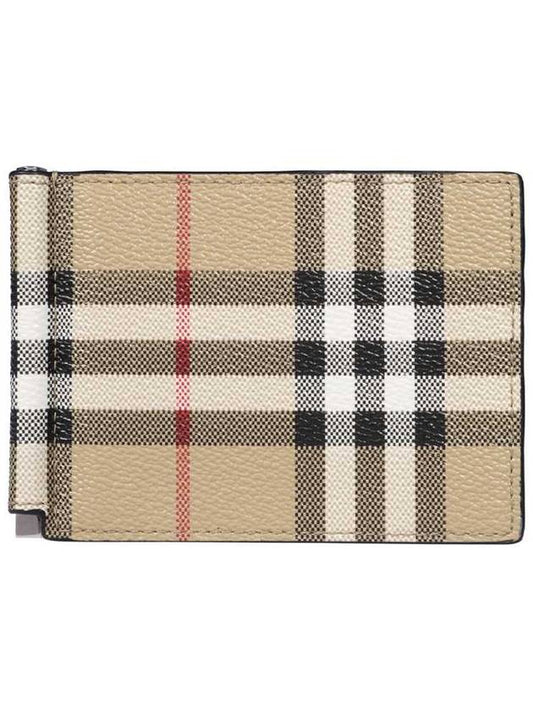 Men's Money Clip Vintage Check Money Clip Half Wallet Beige - BURBERRY - BALAAN 1