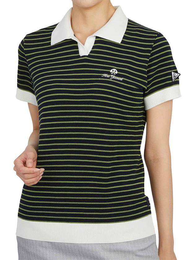 Golf Wear Short Sleeve Knit HHW 2A AB53 NAVY GREEN - HORN GARMENT - BALAAN 5