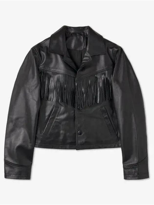 Biker Leather Jacket Black - AMI - BALAAN 2