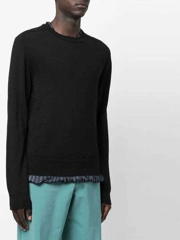 Men's Layered Striped Wool Knit Top Black - MAISON MARGIELA - BALAAN 4