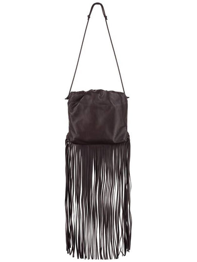 Fondente Leather Fringe Shoulder Bag Black - BOTTEGA VENETA - BALAAN 2