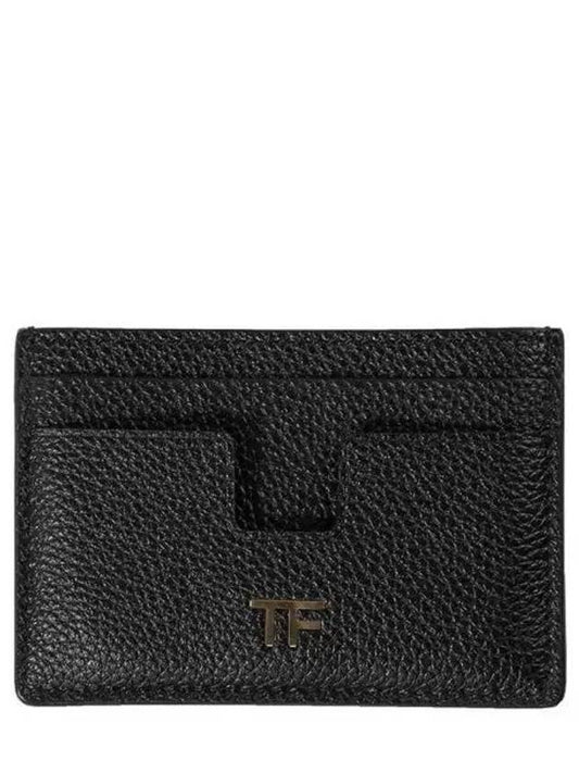 TF Gold Logo Card Wallet Black - TOM FORD - BALAAN 2