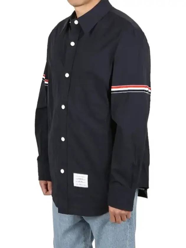 Three Stripes Armband Nylon Long Sleeve Shirt Navy - THOM BROWNE - BALAAN 3