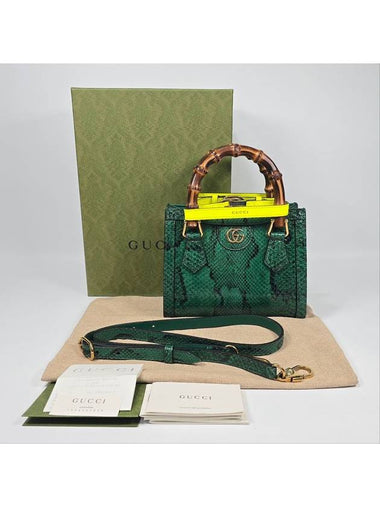 Diana Mini Green Python Tote Bag - GUCCI - BALAAN 1