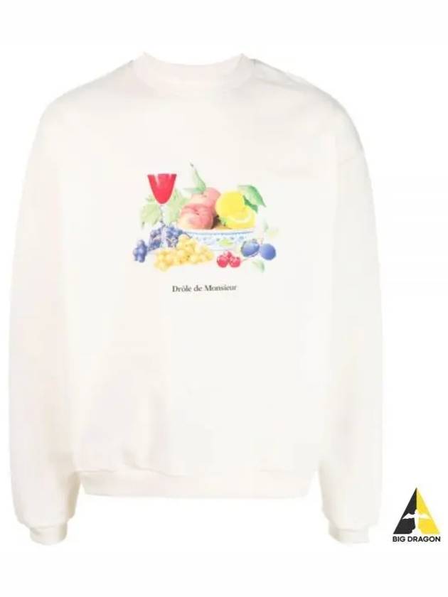 Le Sweatshirt Vase a Fruits BSW121CO001 CREAM logo fruit printing - DROLE DE MONSIEUR - BALAAN 1