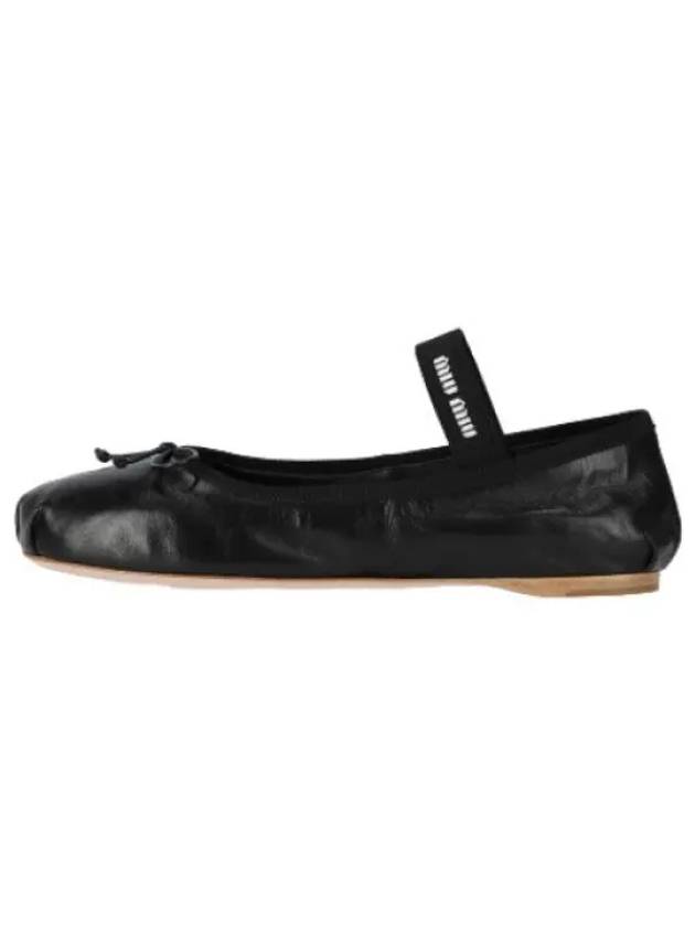 Leather ballerina flat shoes black - MIU MIU - BALAAN 1