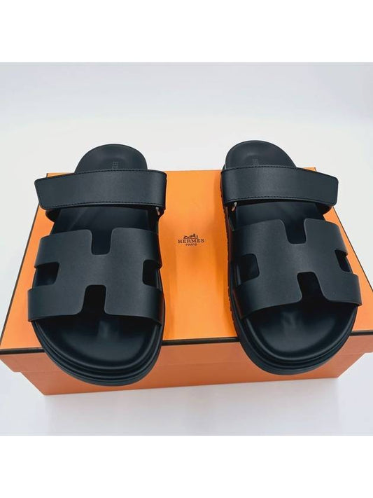Women Slippers Chypre Black Sandals - HERMES - BALAAN 1