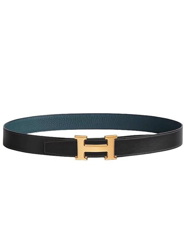 H Gold Buckle Reversible 32mm Leather Belt Noir Blue - HERMES - BALAAN 2