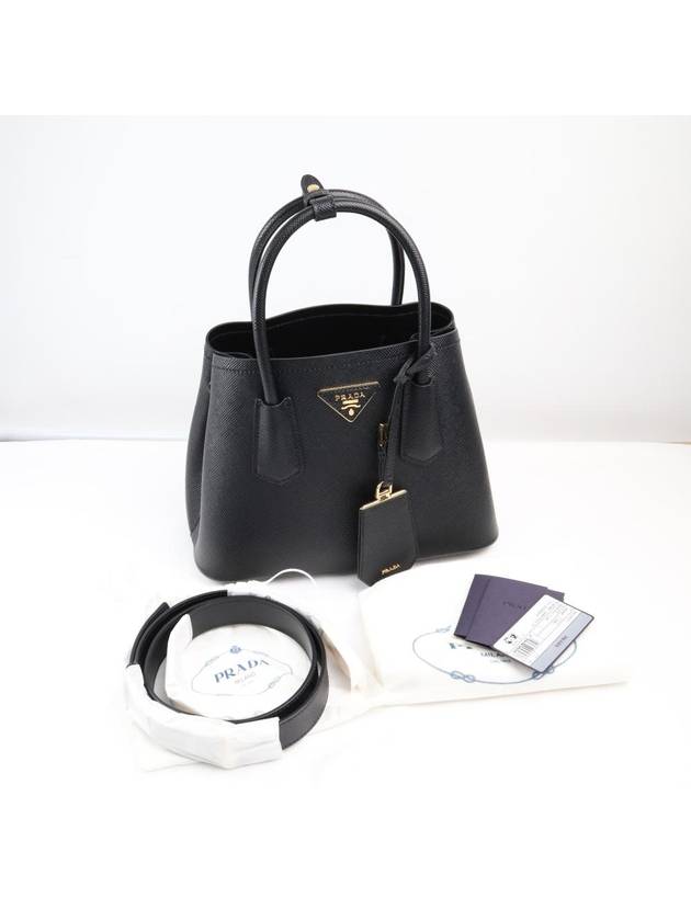 Double Saffiano Leather Mini Bag Black - PRADA - BALAAN 9